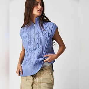Free People Cable Knit Sleeveless Sweater Vest | Small